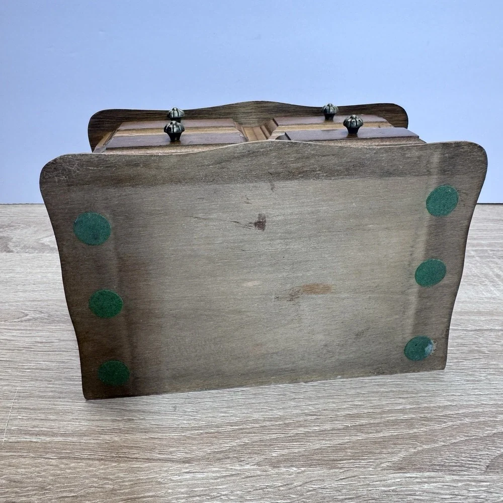 Wooden Jewelry Box Mini Chest 4 Drawer Mirror‎ Top Trinket Storage